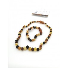 GLT Sertifikalı Damla Kehribar Karışık Mat Bebek Kolye Bileklik Seti