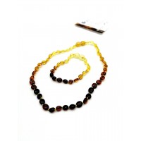 GLT Sertifikalı Damla Kehribar Degrade(Gökkuşağı) Yassı Bebek Kolye Bileklik Seti