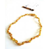 GLT Sertifikalı Damla Kehribar Bal Yassı Bebek Kolye