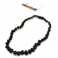 GLT Sertifikalı Damla Kehribar Koyu Vişne Bebek Kolye