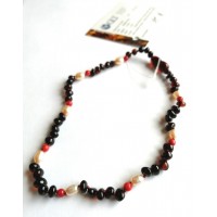 GLT Sertifikalı Damla Kehribar Mercan İnci Vişne Bebek Kolye