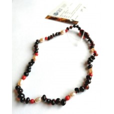 GLT Sertifikalı Damla Kehribar Mercan İnci Vişne Bebek Kolye