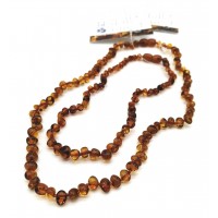 GLT Sertifikalı Damla Kehribar Koyu Bal Renk Kehribar Anne-4 Yaş Üzeri Çocuk Kolye Seti