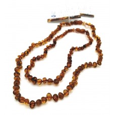 GLT Sertifikalı Damla Kehribar Koyu Bal Renk Kehribar Anne-4 Yaş Üzeri Çocuk Kolye Seti