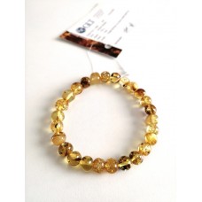 GLT Sertifikalı Damla Kehribar Yeşil Fosilli Yetişkin Bileklik