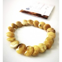 GLT Sertifikalı Baltık Damla Kehribar Yuvarlak Kesim Bal(Opak) Yetişkin Bileklik