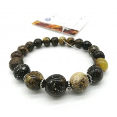 GLT Sertifikalı Baltık Damla Kehribar Yeşil Fosilli Yetişkin Bileklik