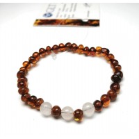 GLT Sertifikalı Baltık Damla Kehribar ve Pembe Kuvars Yetişkin Bileklik