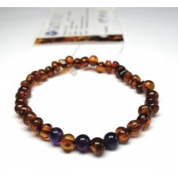 GLT Sertifikalı Baltık Damla Kehribar ve Ametist Yetişkin Bileklik