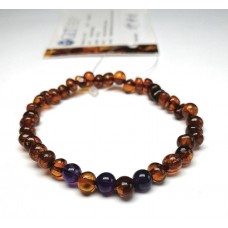 GLT Sertifikalı Baltık Damla Kehribar ve Ametist Yetişkin Bileklik