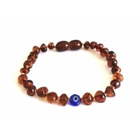 Nazar Boncuklu Kehribar Bebek Bileklik