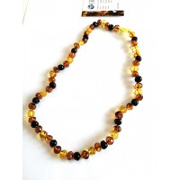 GLT Sertifikalı Damla Kehribar Karışık Kalın Yetişkin Kolye