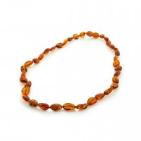 GLT Sertifikalı Konyak Yassı Kehribar 4 Yaş Üzeri Çocuk Kolye