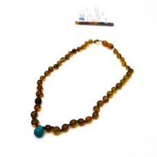 GLT Sertifikalı Damla Bal Turkuaz Kehribar Bebek Kolye